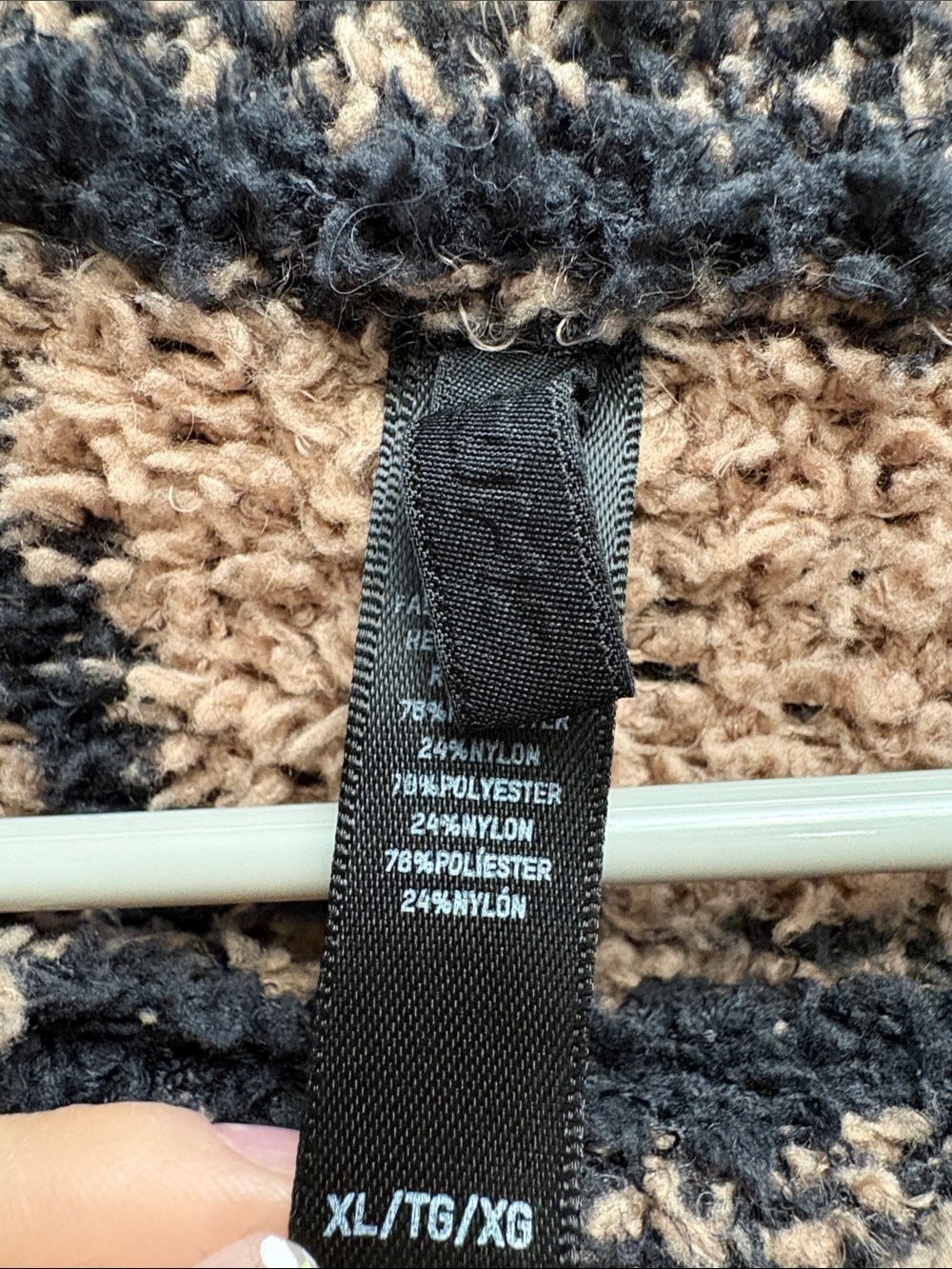 SKIMS Plush Plaid Teddy Sweater XL Brown Black Oversized Fuzzy Soft Pullover - Picture 5 of 7